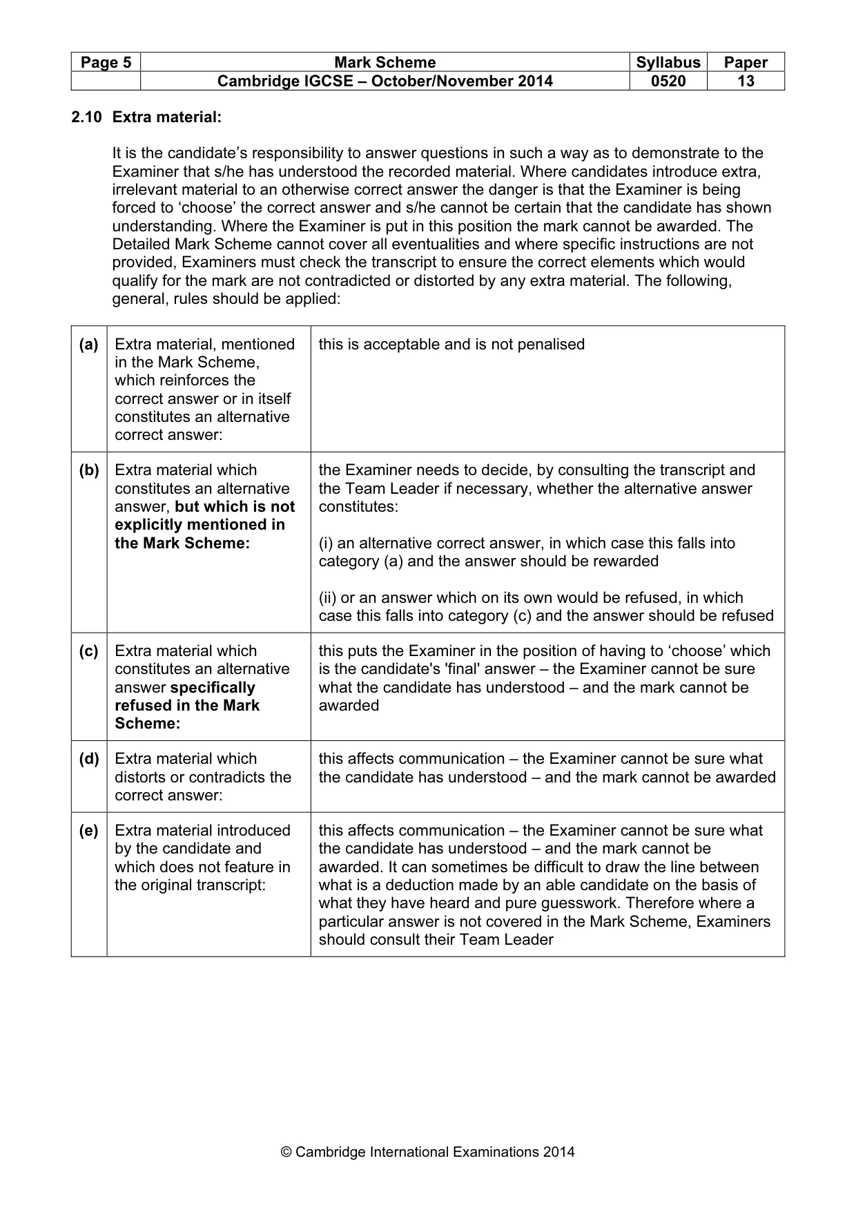 Mark scheme, page 5 of 11