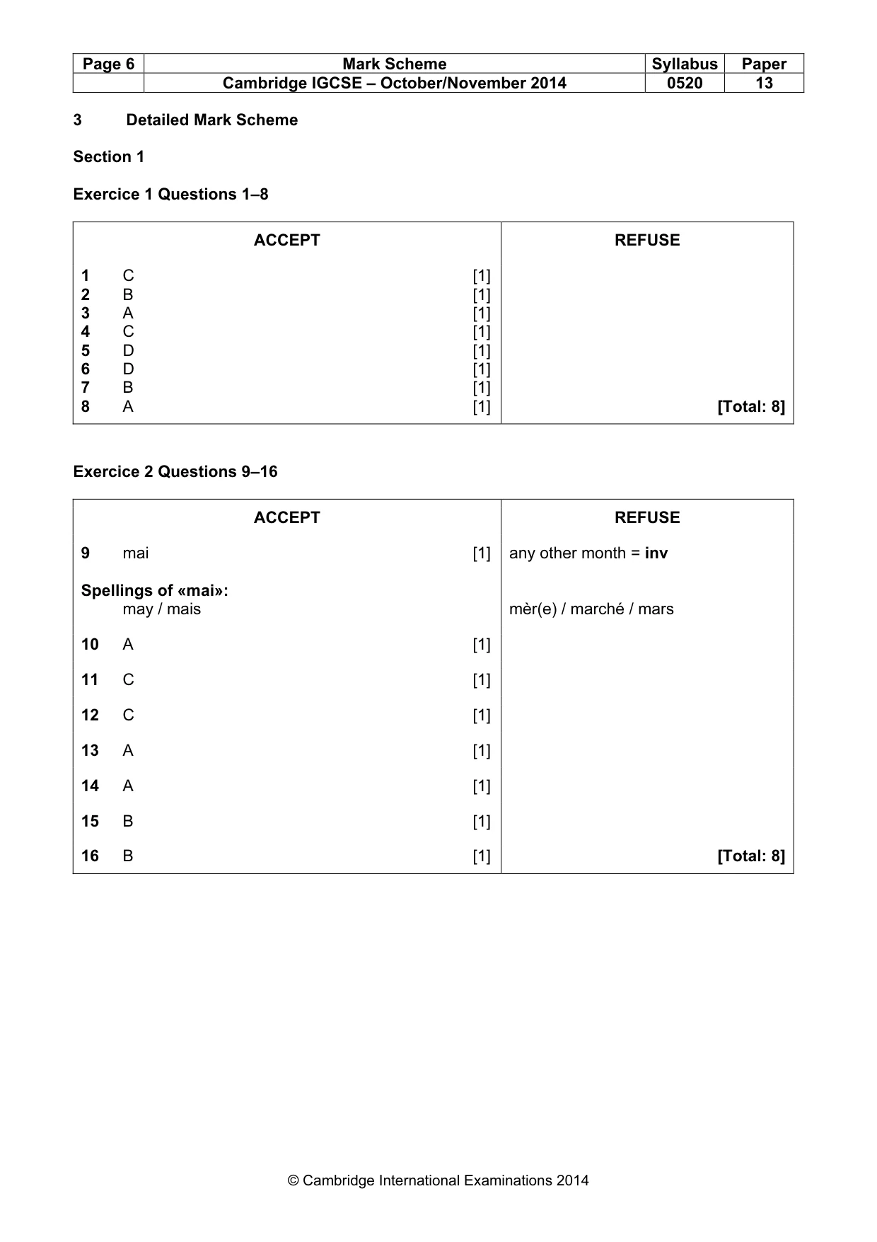 Mark scheme, page 6 of 11