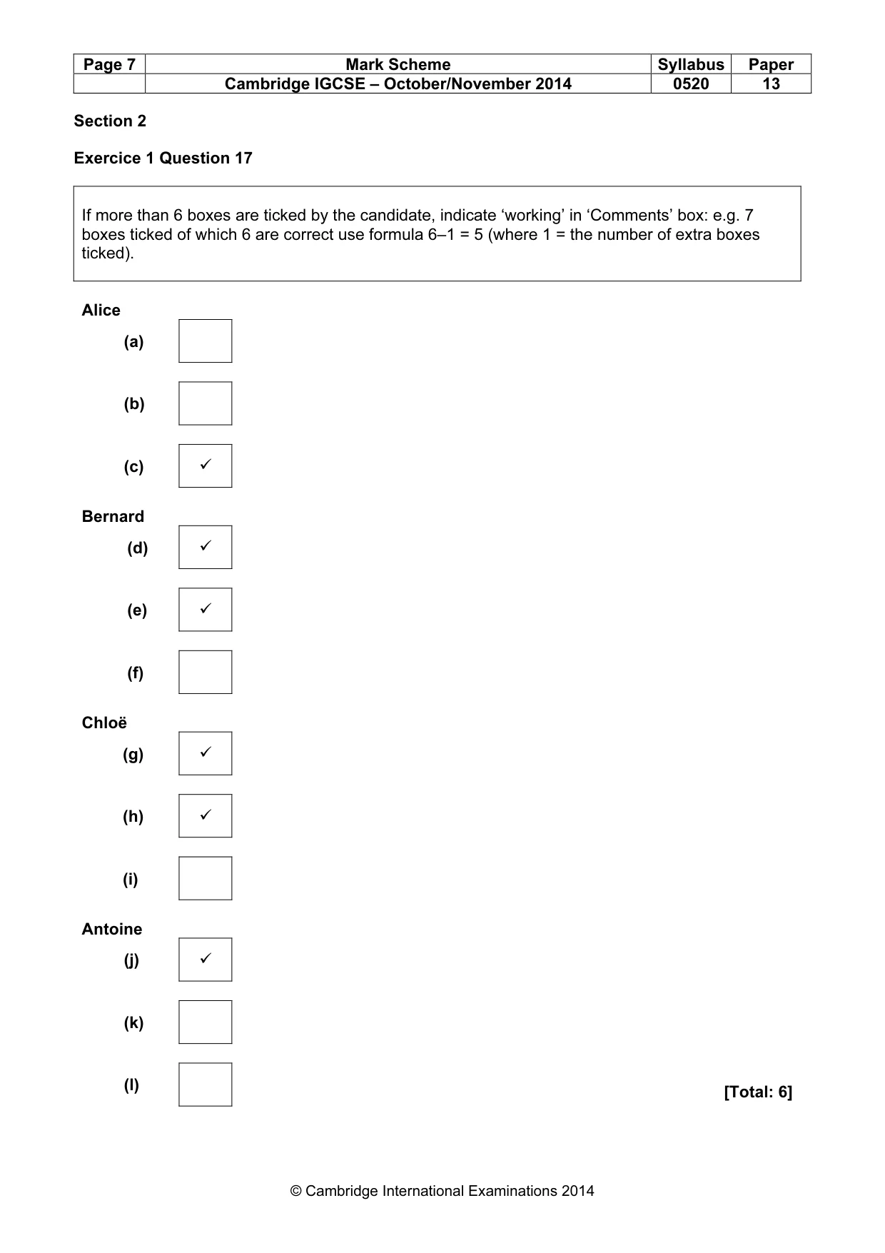 Mark scheme, page 7 of 11