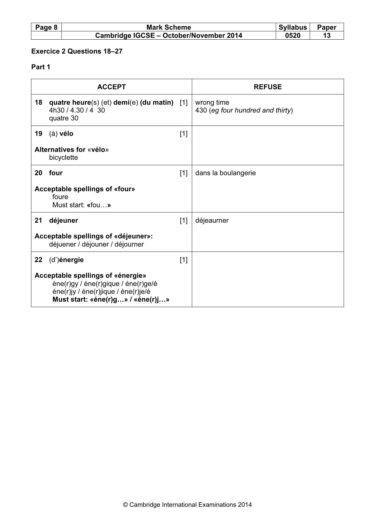 Mark scheme, page 8 of 11
