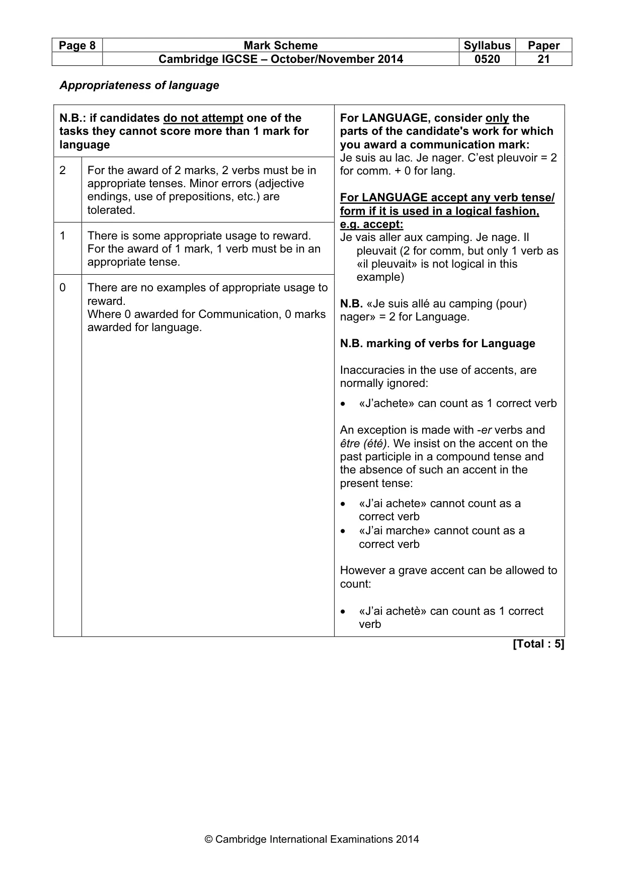 Mark scheme, page 8 of 16