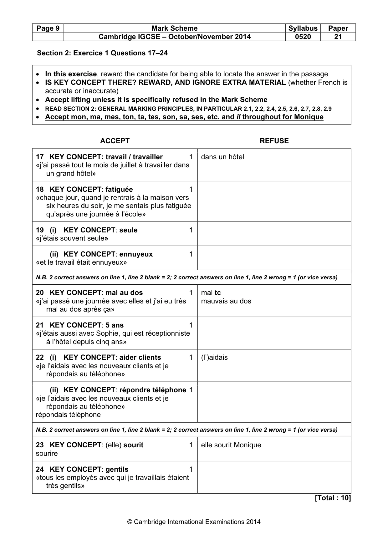 Mark scheme, page 9 of 16
