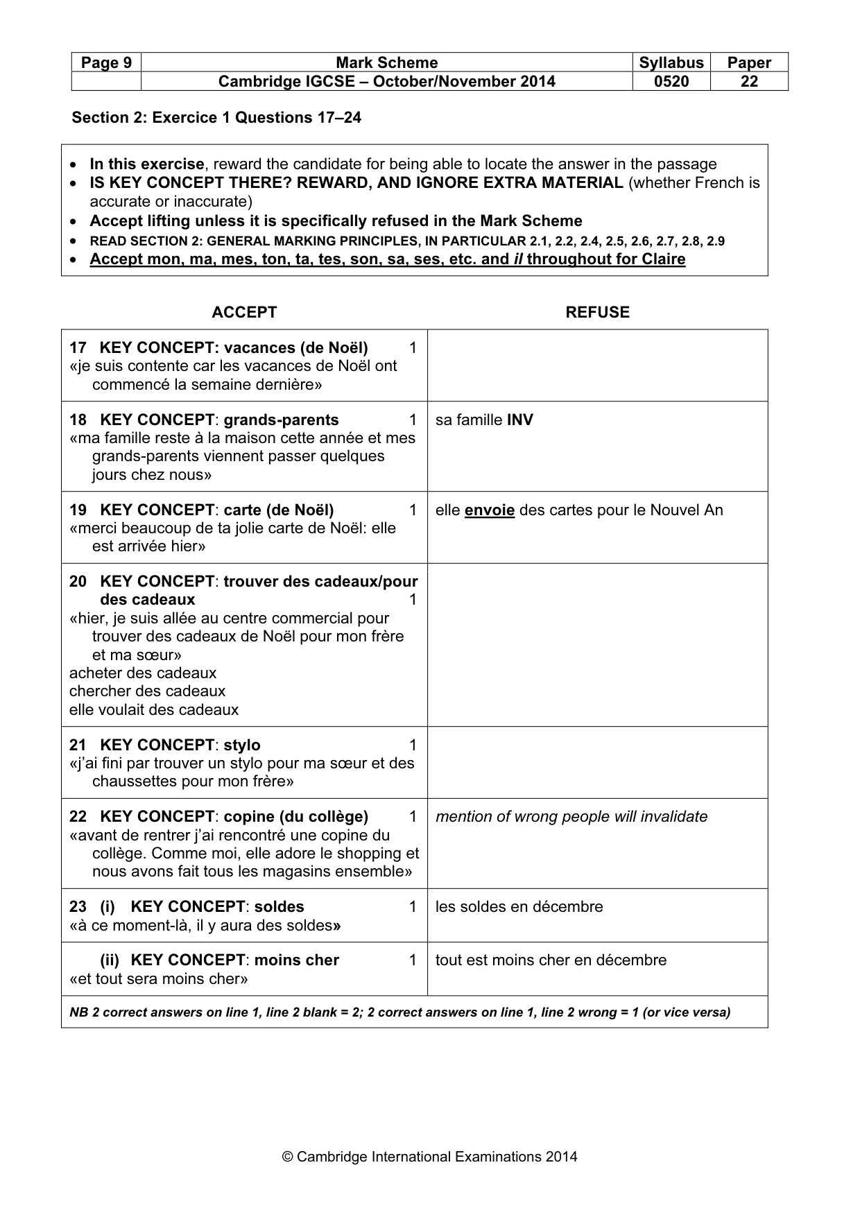 Mark scheme, page 9 of 19