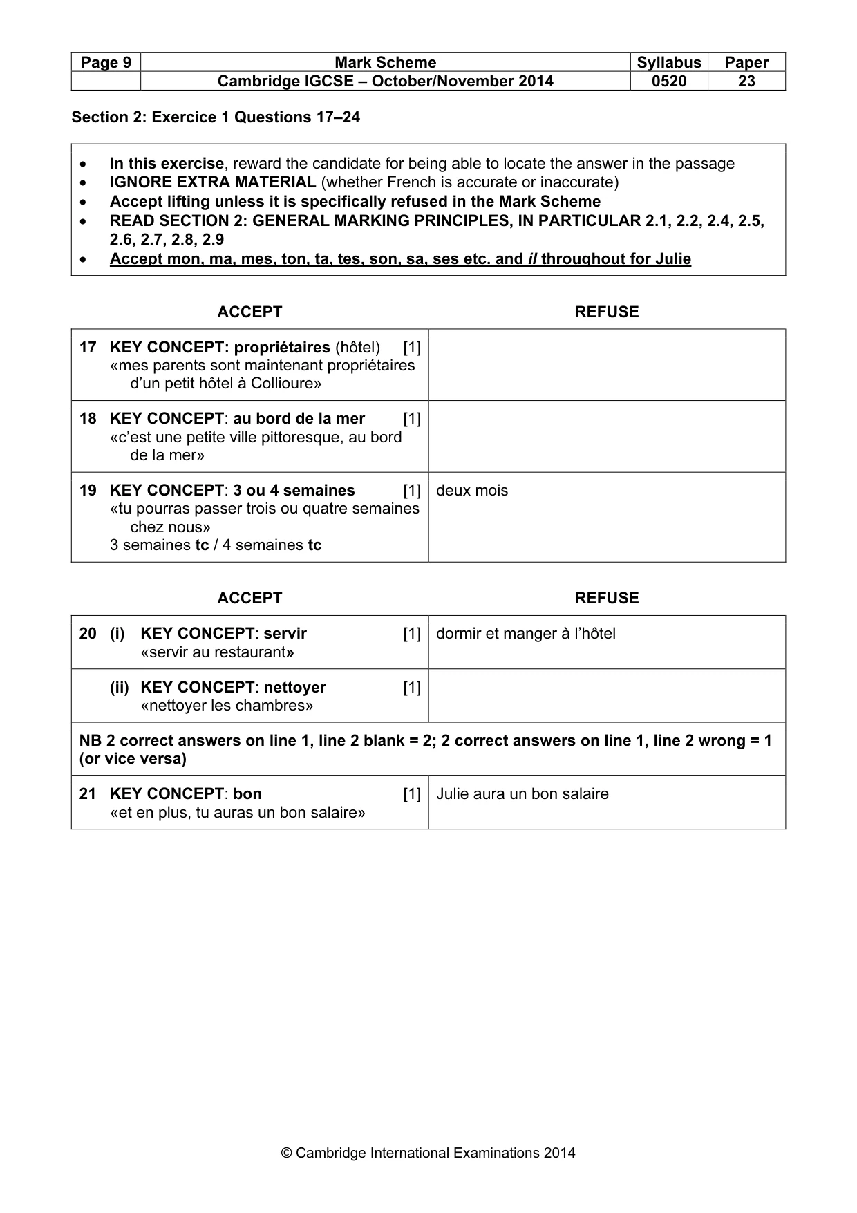 Mark scheme, page 9 of 17