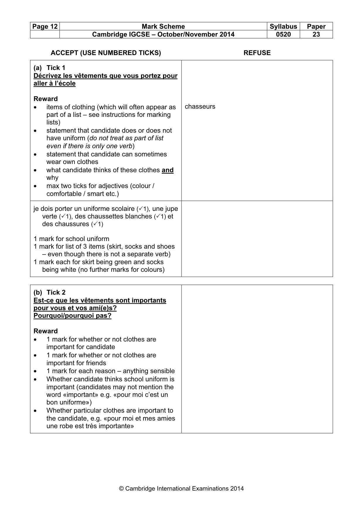Mark scheme, page 12 of 17