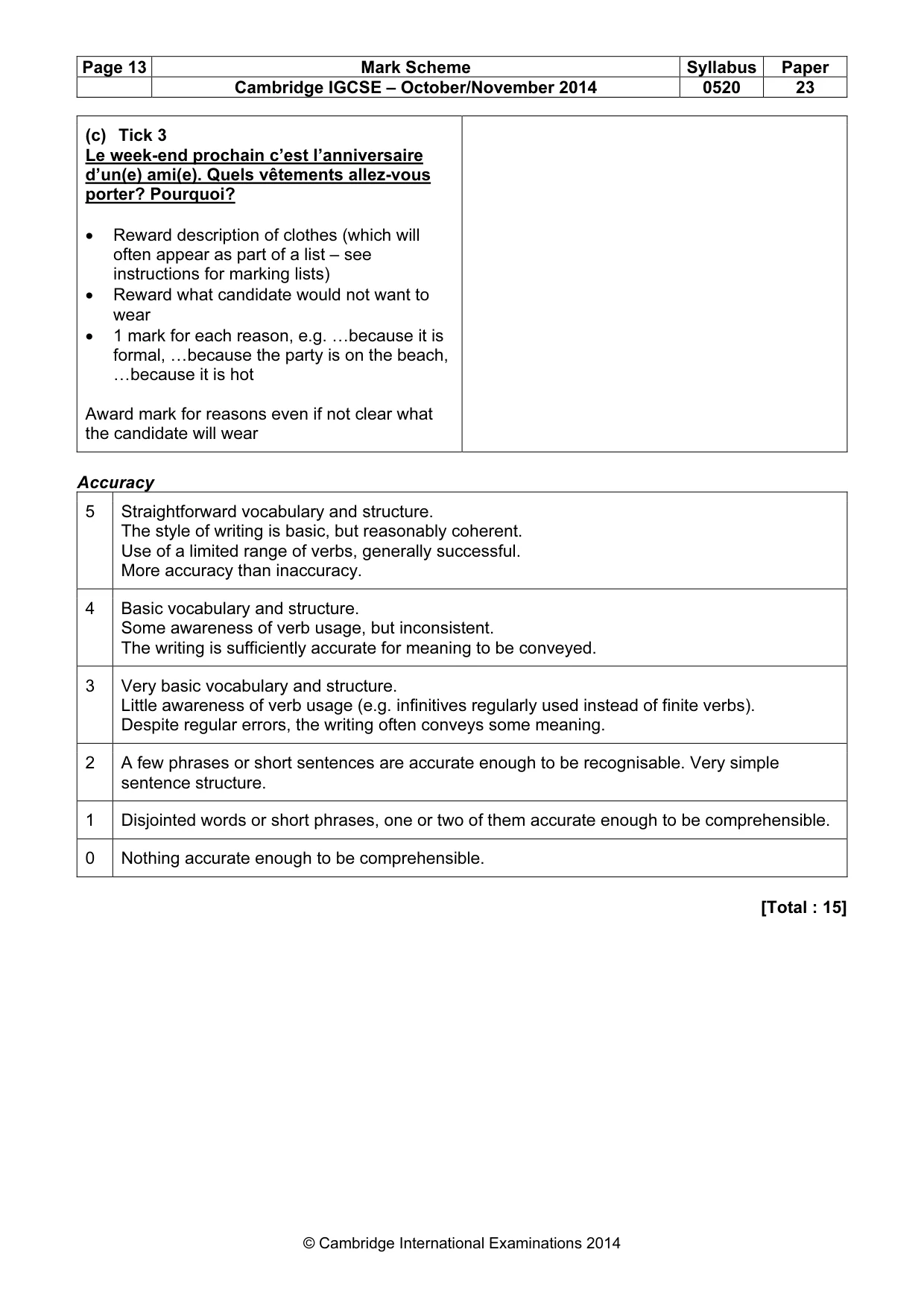Mark scheme, page 13 of 17