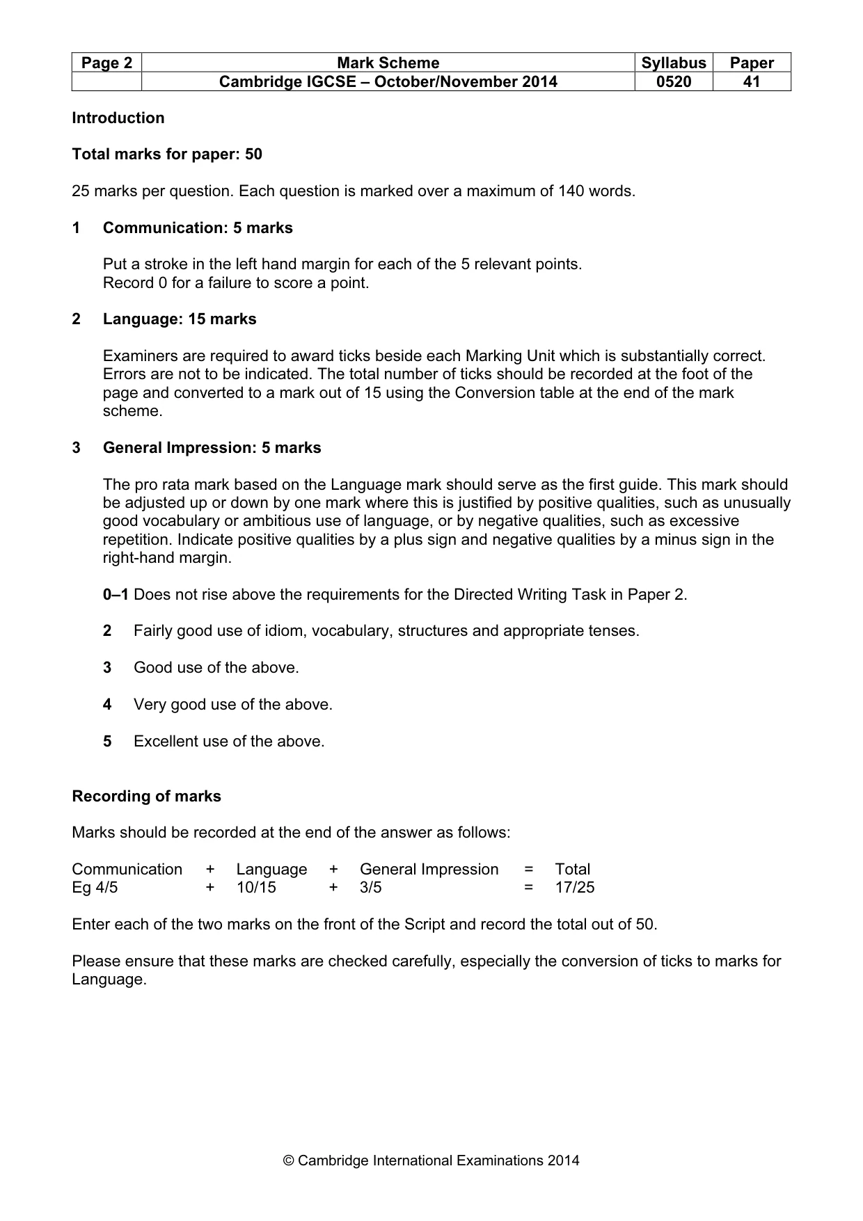 Mark scheme, page 2 of 23