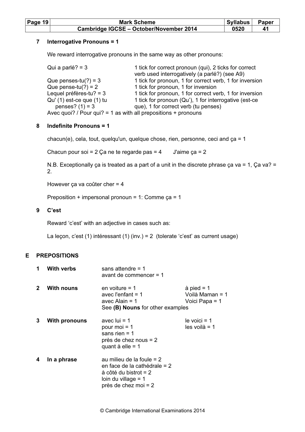 Mark scheme, page 19 of 23