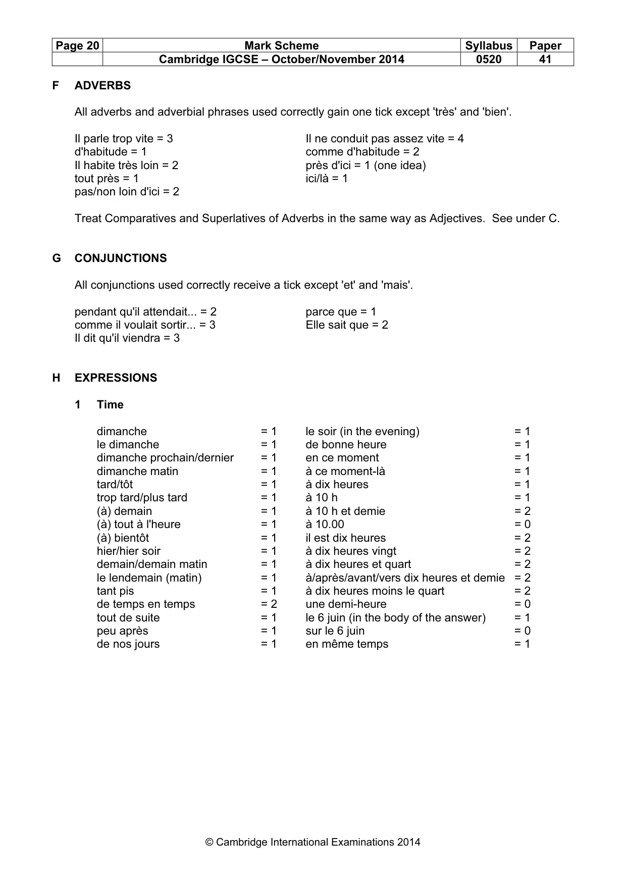 Mark scheme, page 20 of 23