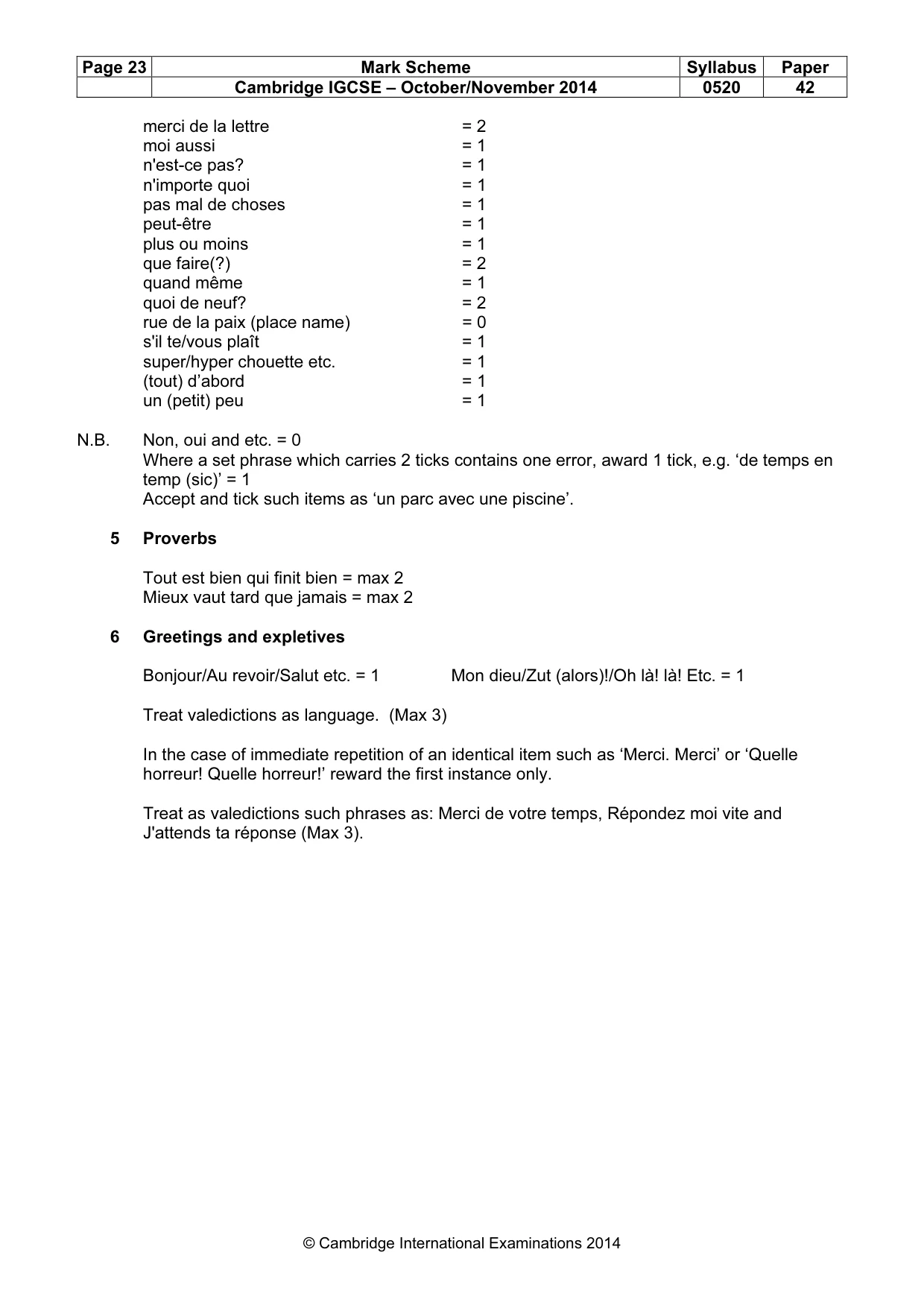 Mark scheme, page 23 of 24