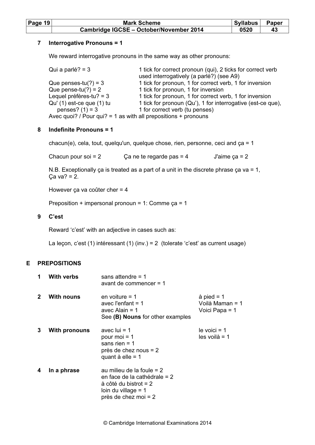 Mark scheme, page 19 of 23