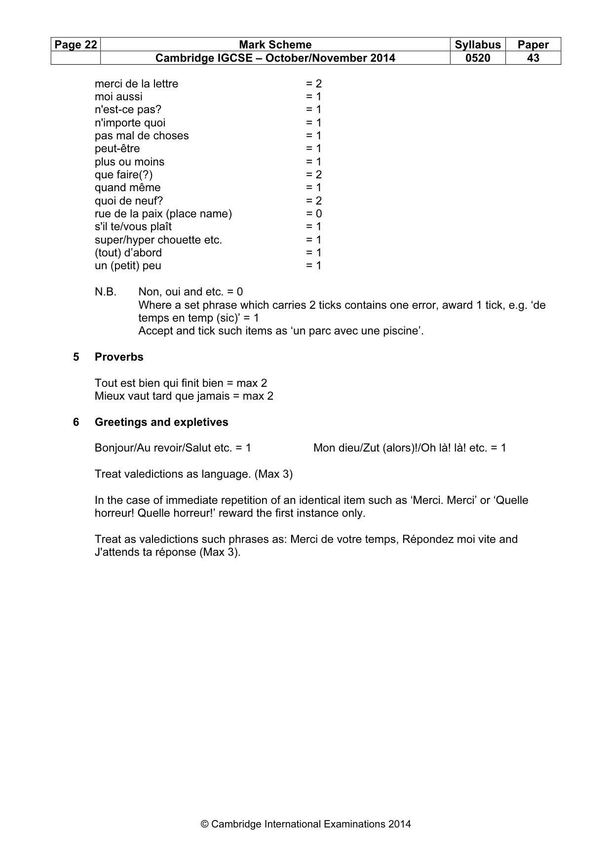 Mark scheme, page 22 of 23