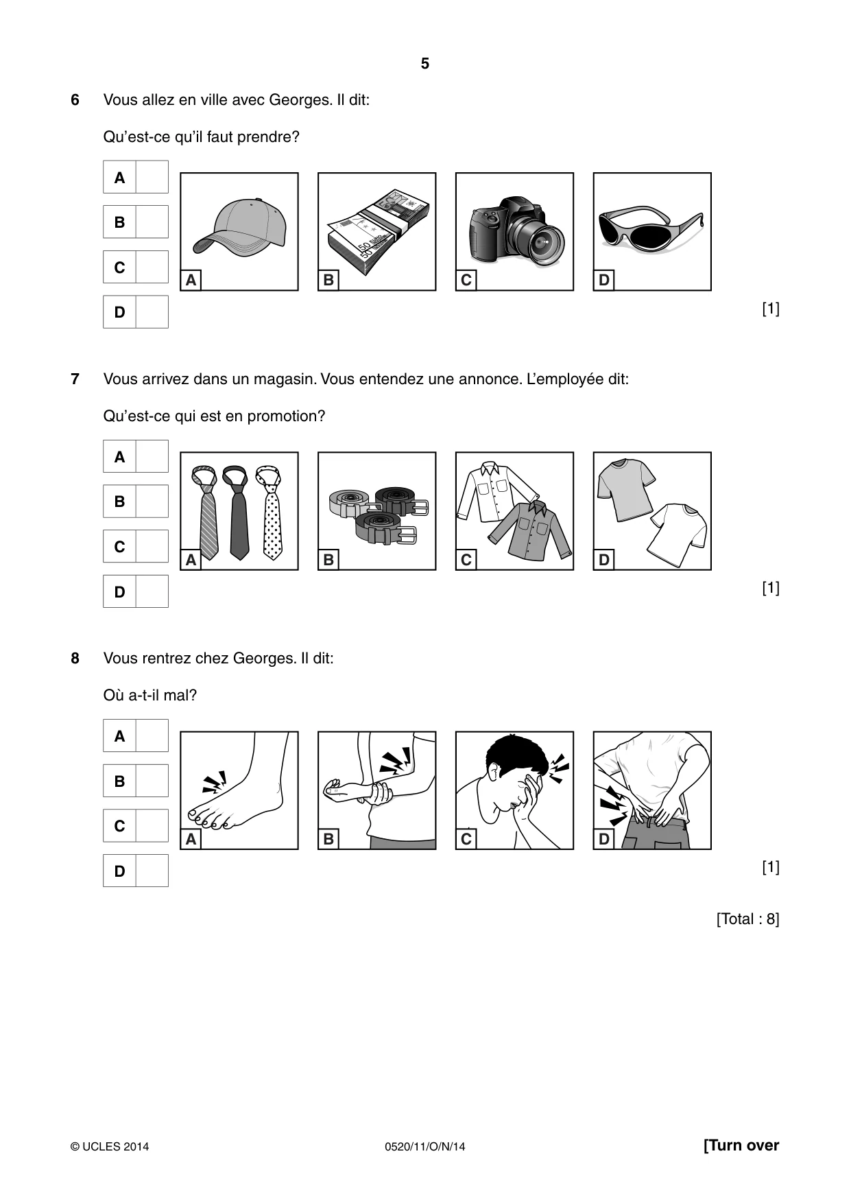 Cambridge IGCSE French - Foreign Language 0520 2014 Oct/Nov Paper 1 · Variant 1 question paper, page 5 of 12