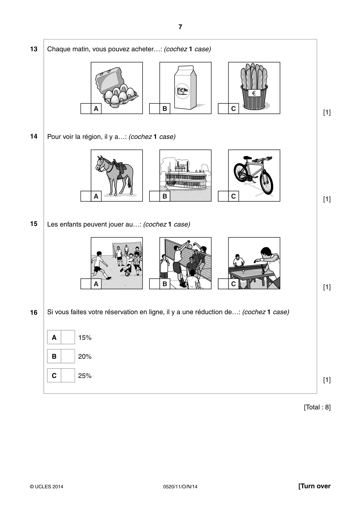 Cambridge IGCSE French - Foreign Language 0520 2014 Oct/Nov Paper 1 · Variant 1 question paper, page 7 of 12