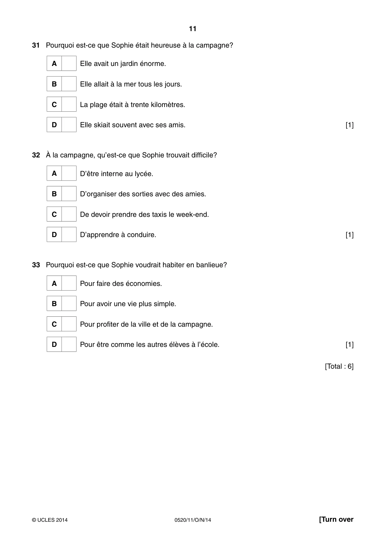 Cambridge IGCSE French - Foreign Language 0520 2014 Oct/Nov Paper 1 · Variant 1 question paper, page 11 of 12