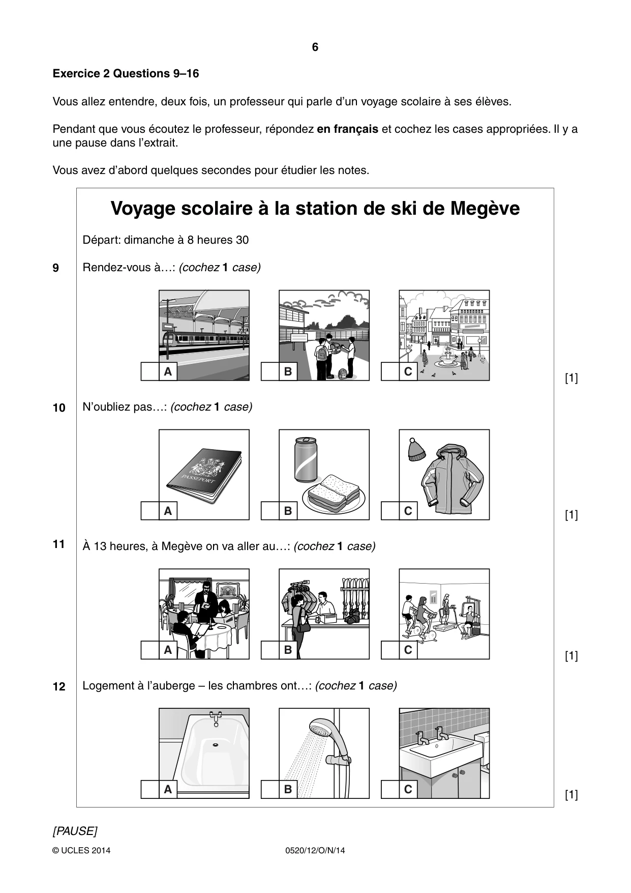 Cambridge IGCSE French - Foreign Language 0520 2014 Oct/Nov Paper 1 · Variant 2 question paper, page 6 of 12
