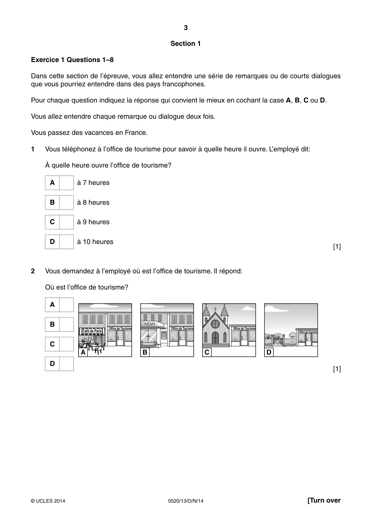 Cambridge IGCSE French - Foreign Language 0520 2014 Oct/Nov Paper 1 · Variant 3 question paper, page 3 of 12