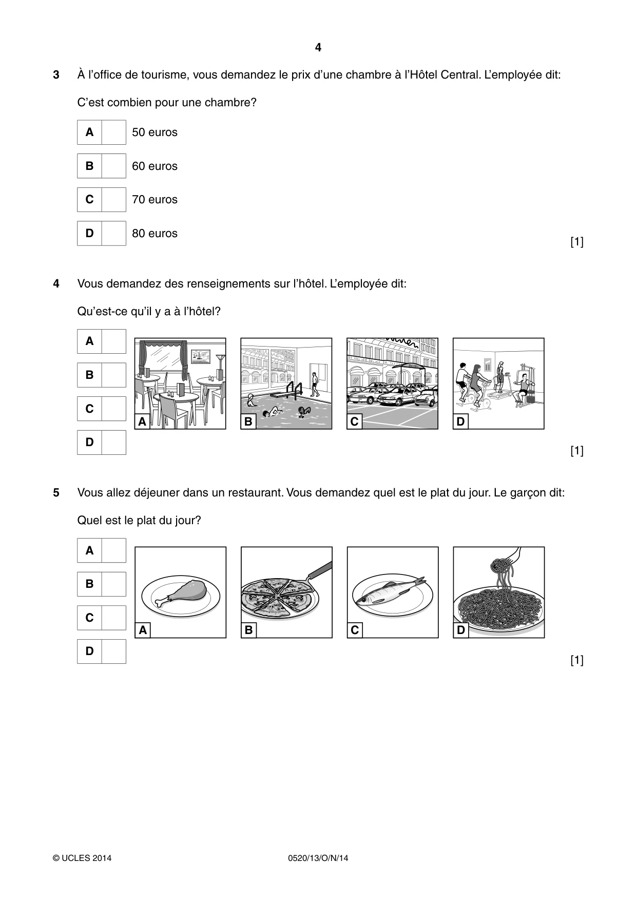 Cambridge IGCSE French - Foreign Language 0520 2014 Oct/Nov Paper 1 · Variant 3 question paper, page 4 of 12