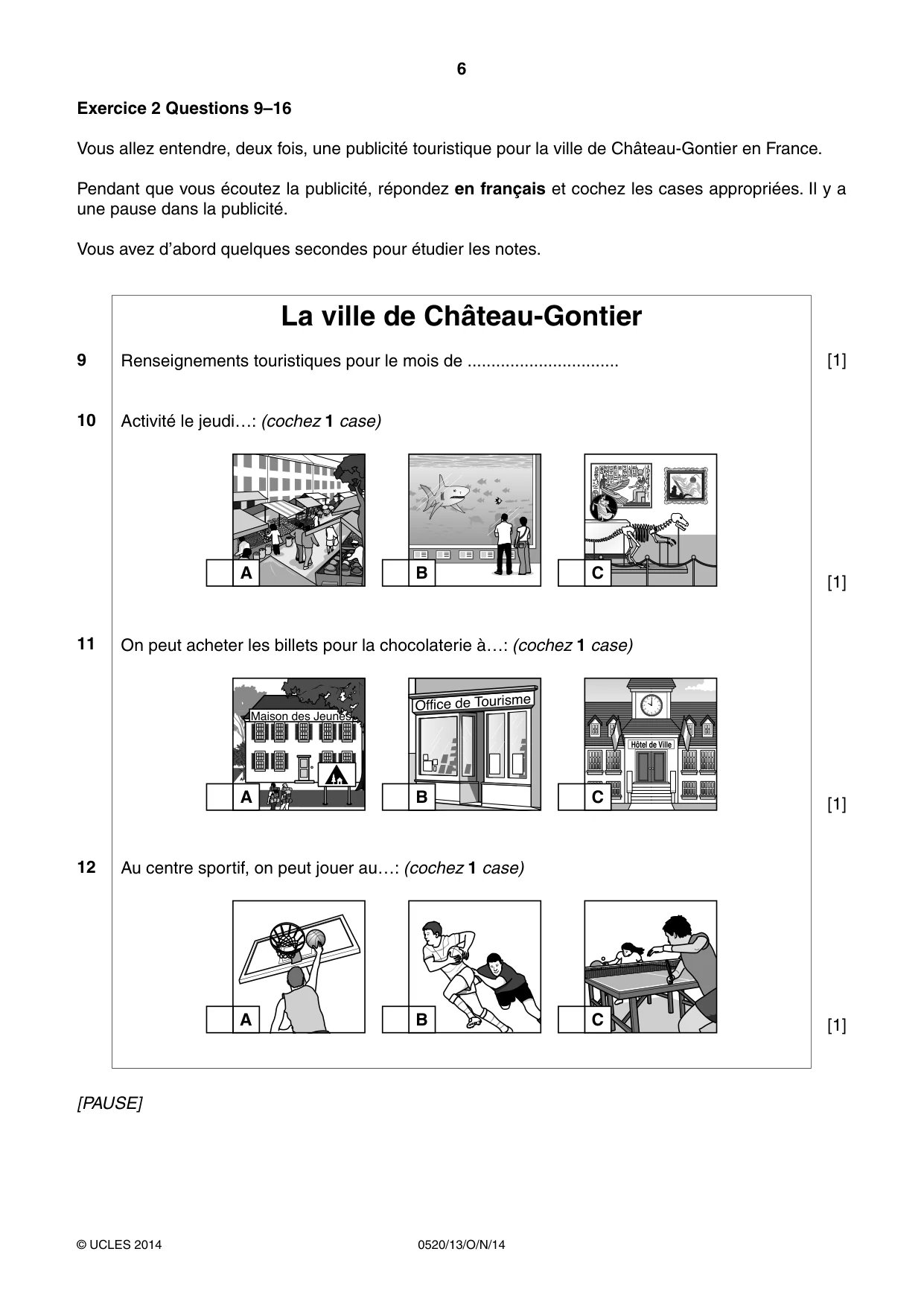 Cambridge IGCSE French - Foreign Language 0520 2014 Oct/Nov Paper 1 · Variant 3 question paper, page 6 of 12