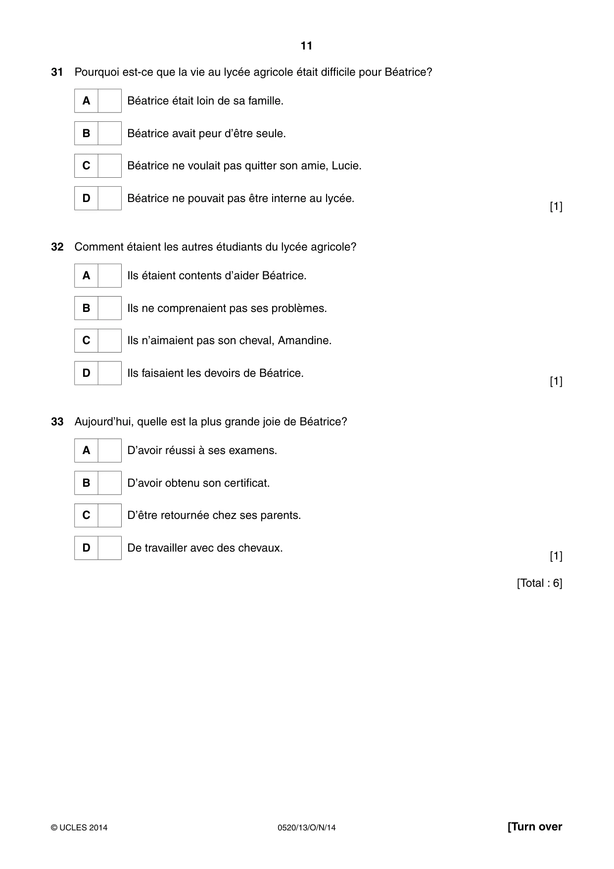 Cambridge IGCSE French - Foreign Language 0520 2014 Oct/Nov Paper 1 · Variant 3 question paper, page 11 of 12