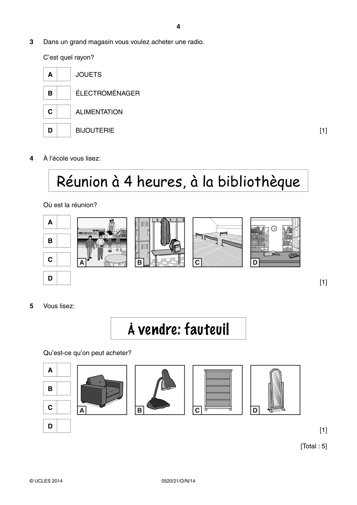 Cambridge IGCSE French - Foreign Language 0520 2014 Oct/Nov Paper 2 · Variant 1 question paper, page 4 of 20