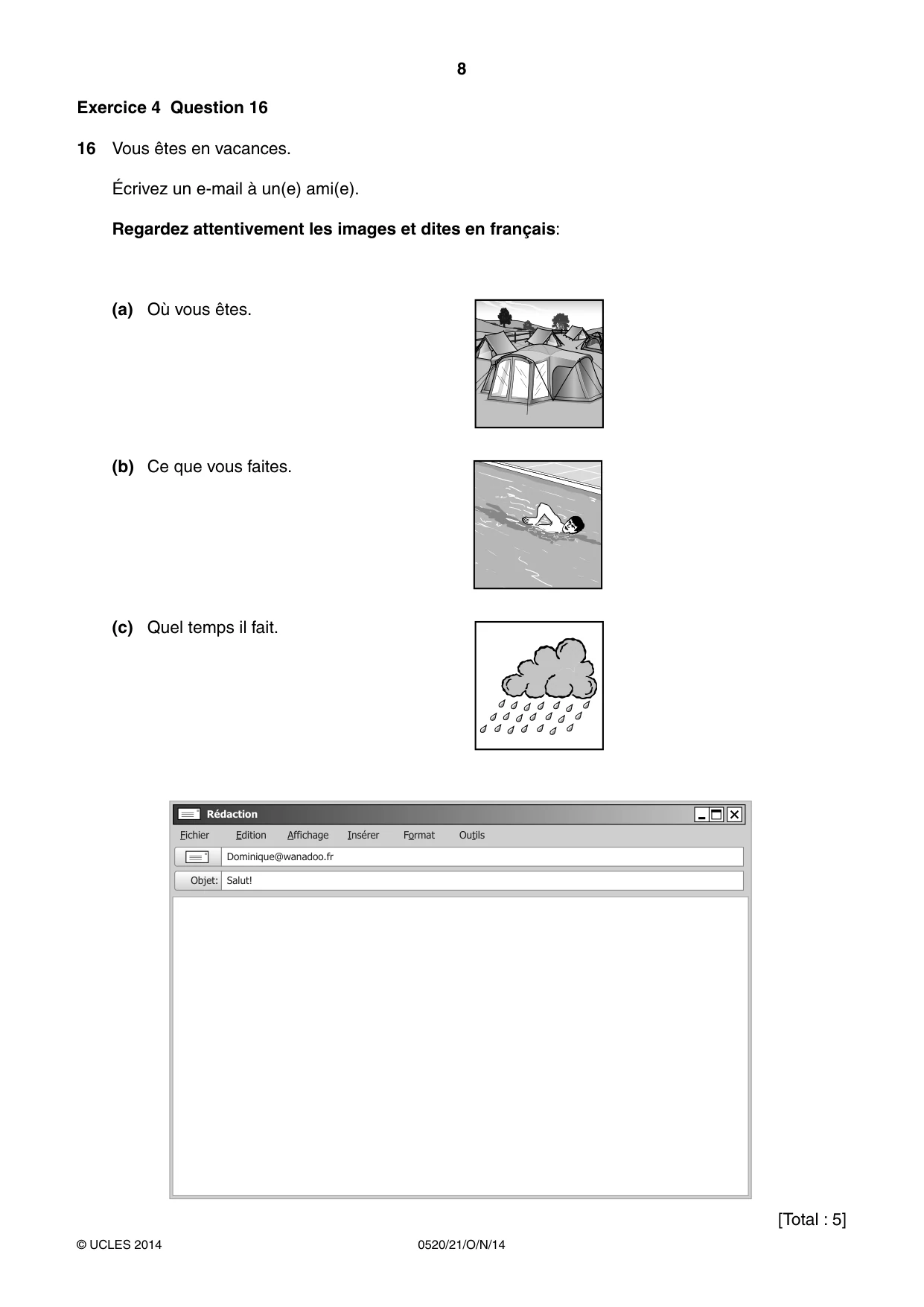 Cambridge IGCSE French - Foreign Language 0520 2014 Oct/Nov Paper 2 · Variant 1 question paper, page 8 of 20
