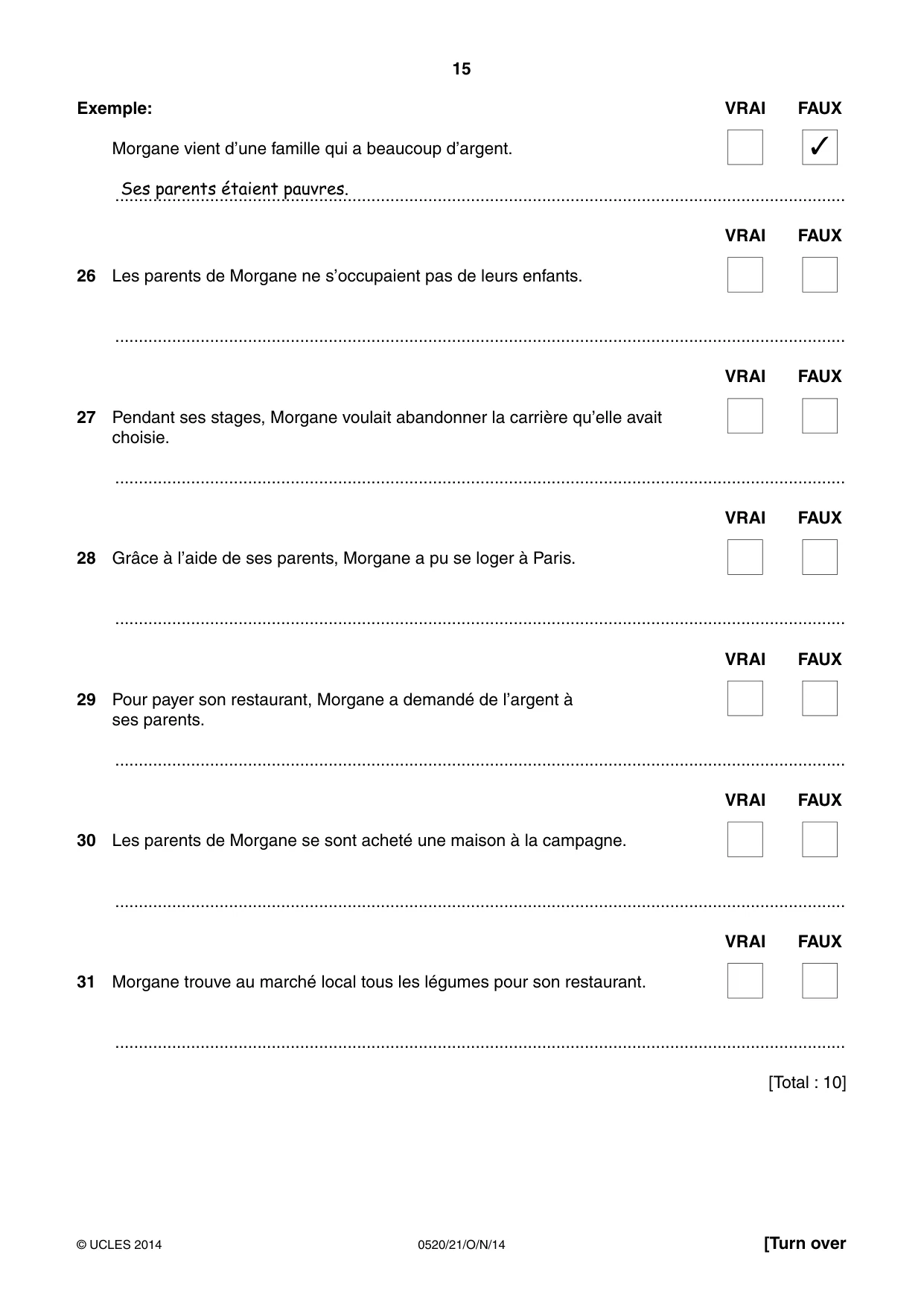 Cambridge IGCSE French - Foreign Language 0520 2014 Oct/Nov Paper 2 · Variant 1 question paper, page 15 of 20