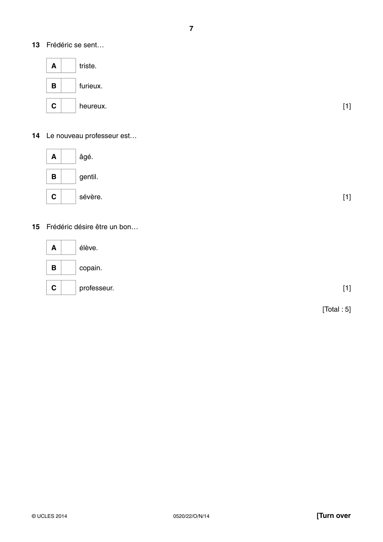 Cambridge IGCSE French - Foreign Language 0520 2014 Oct/Nov Paper 2 · Variant 2 question paper, page 7 of 20