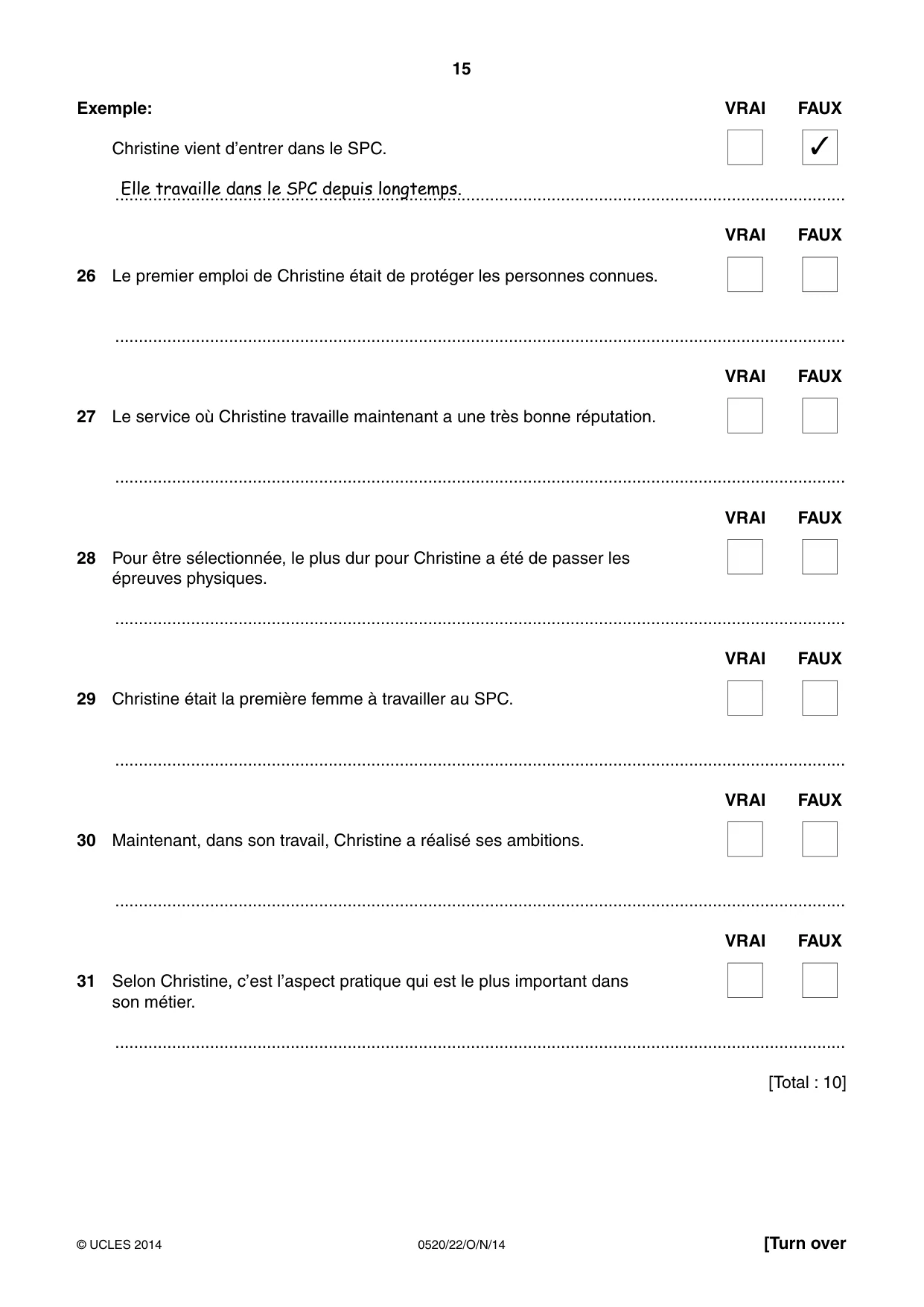 Cambridge IGCSE French - Foreign Language 0520 2014 Oct/Nov Paper 2 · Variant 2 question paper, page 15 of 20