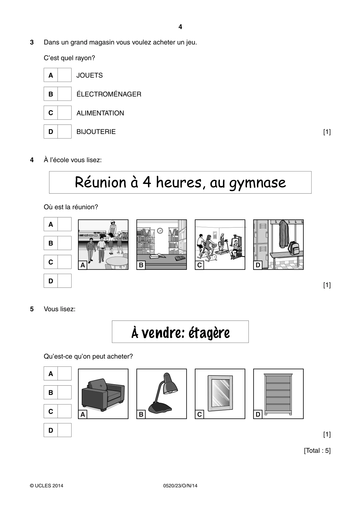 Cambridge IGCSE French - Foreign Language 0520 2014 Oct/Nov Paper 2 · Variant 3 question paper, page 4 of 20