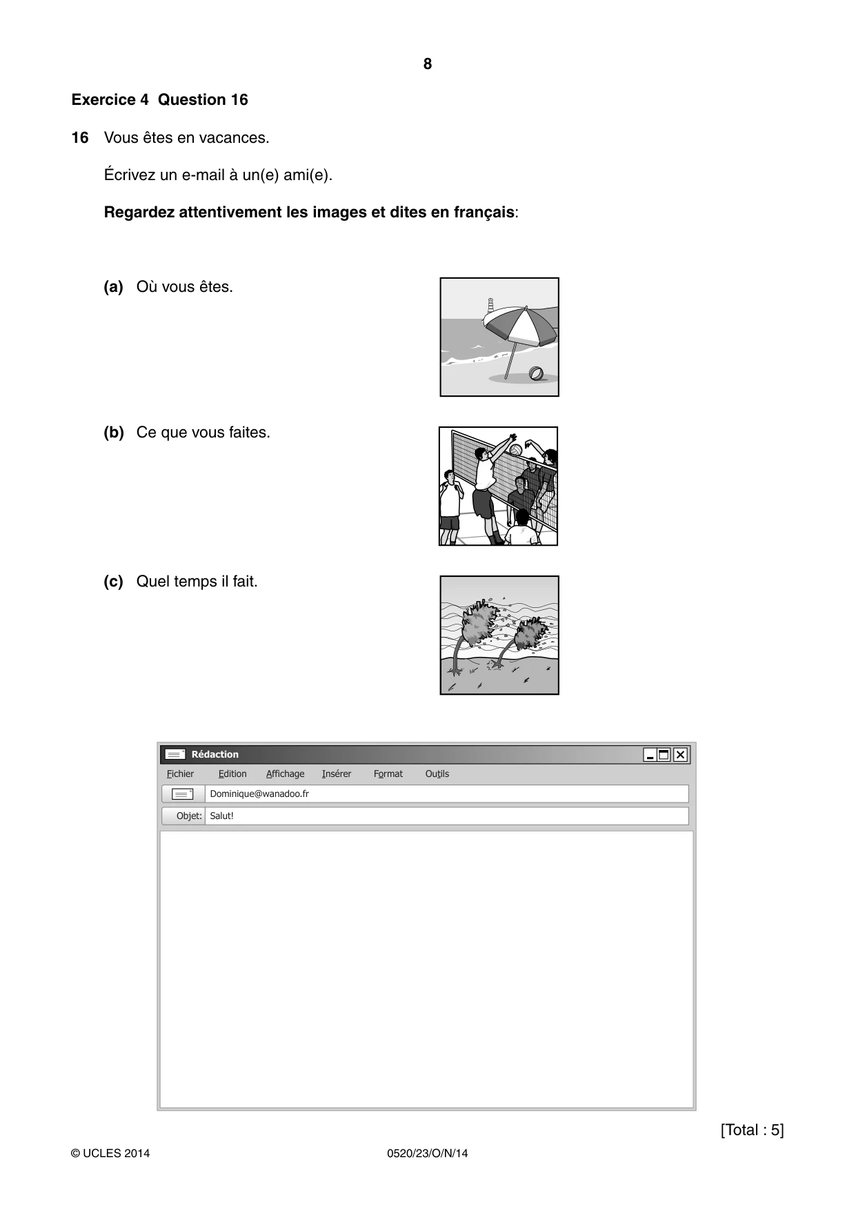 Cambridge IGCSE French - Foreign Language 0520 2014 Oct/Nov Paper 2 · Variant 3 question paper, page 8 of 20