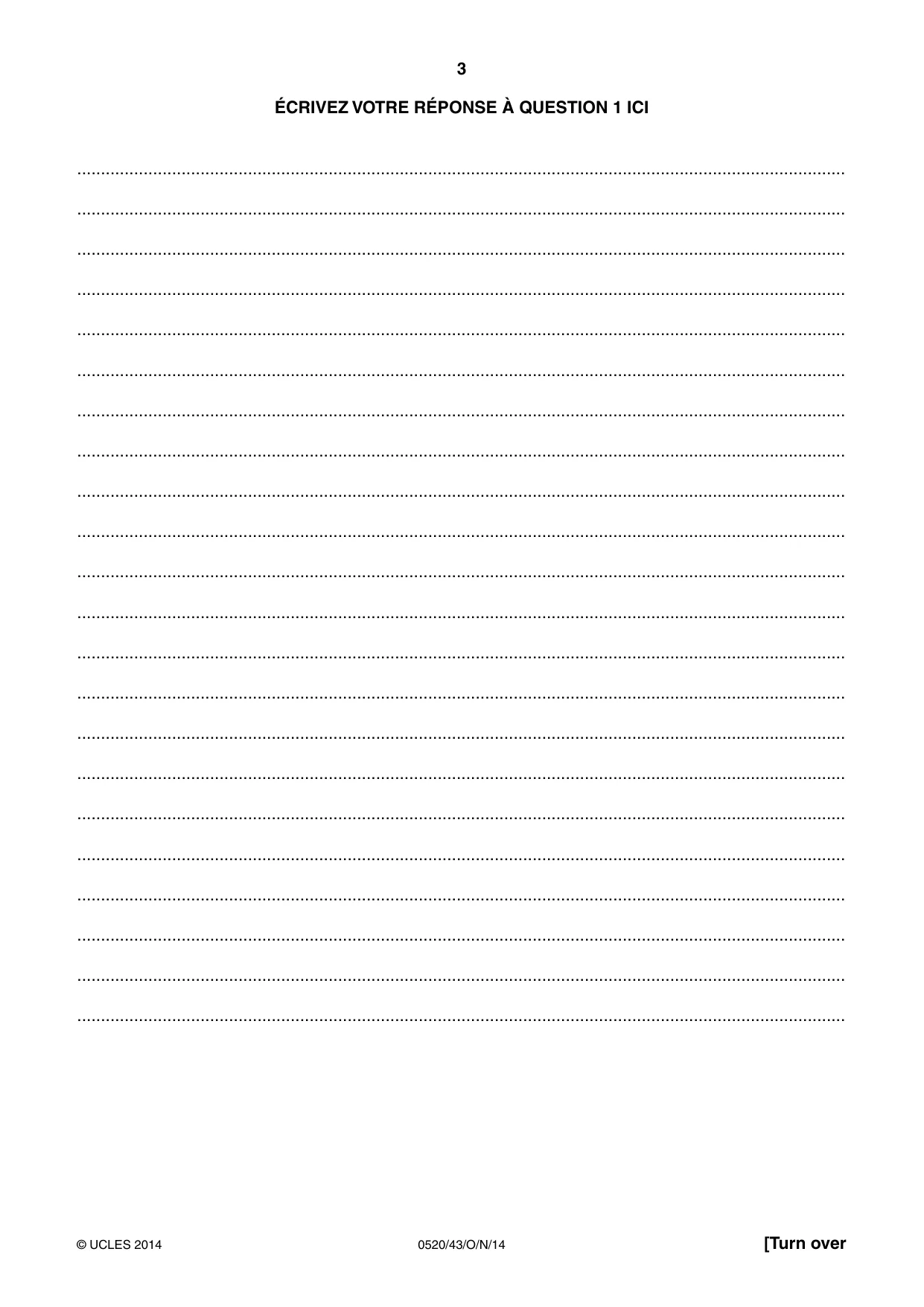 Cambridge IGCSE French - Foreign Language 0520 2014 Oct/Nov Paper 4 · Variant 3 question paper, page 3 of 4