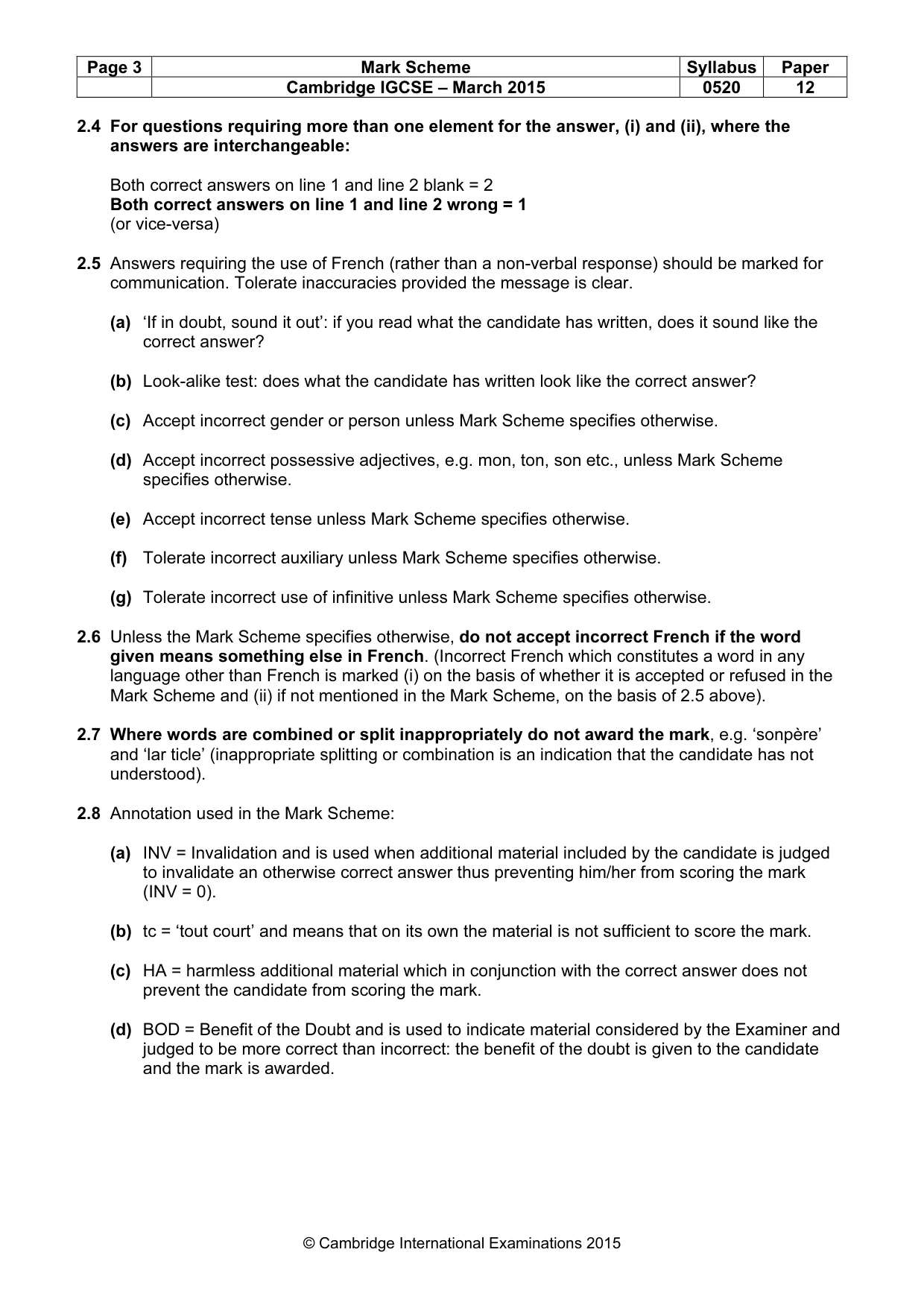 Mark scheme, page 3 of 11