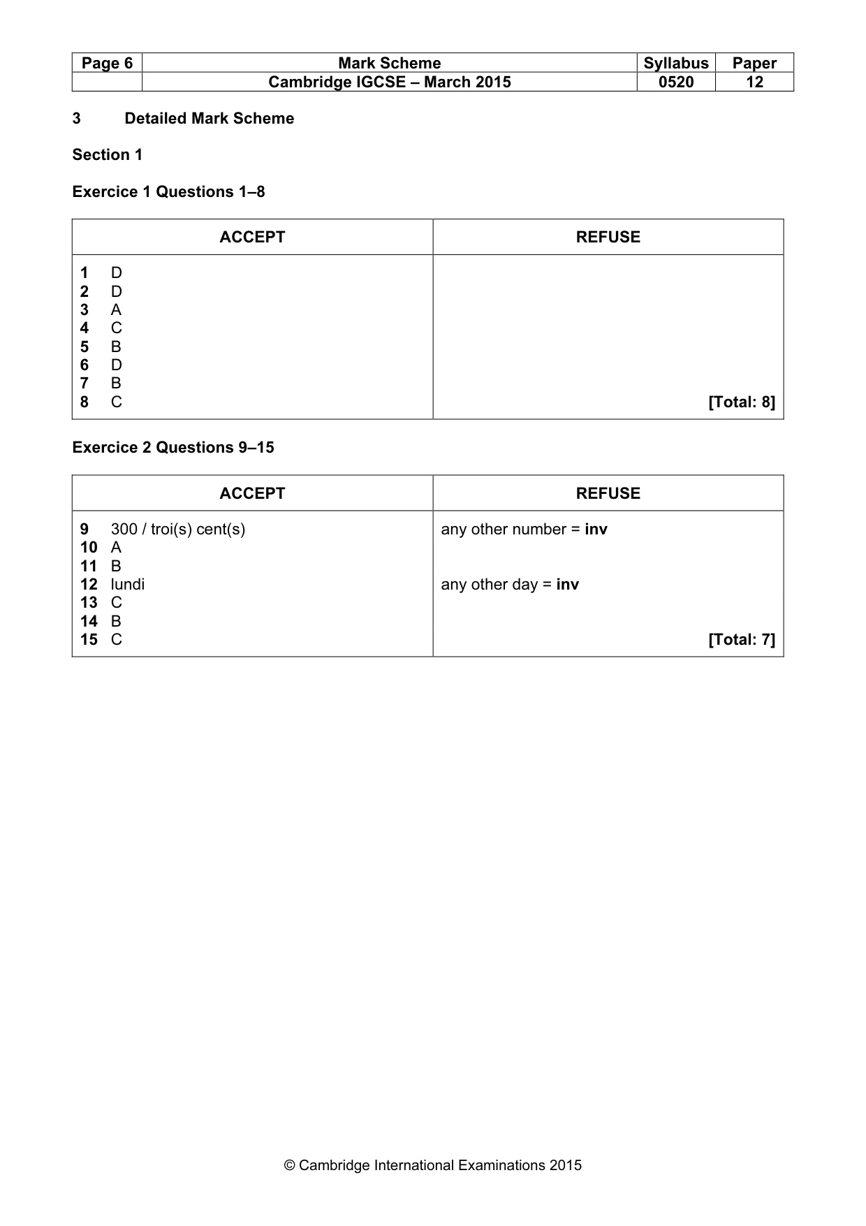 Mark scheme, page 6 of 11