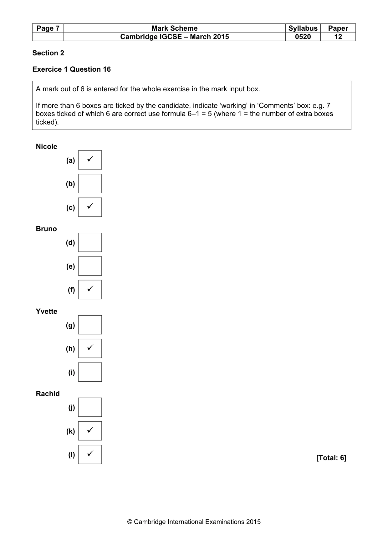 Mark scheme, page 7 of 11