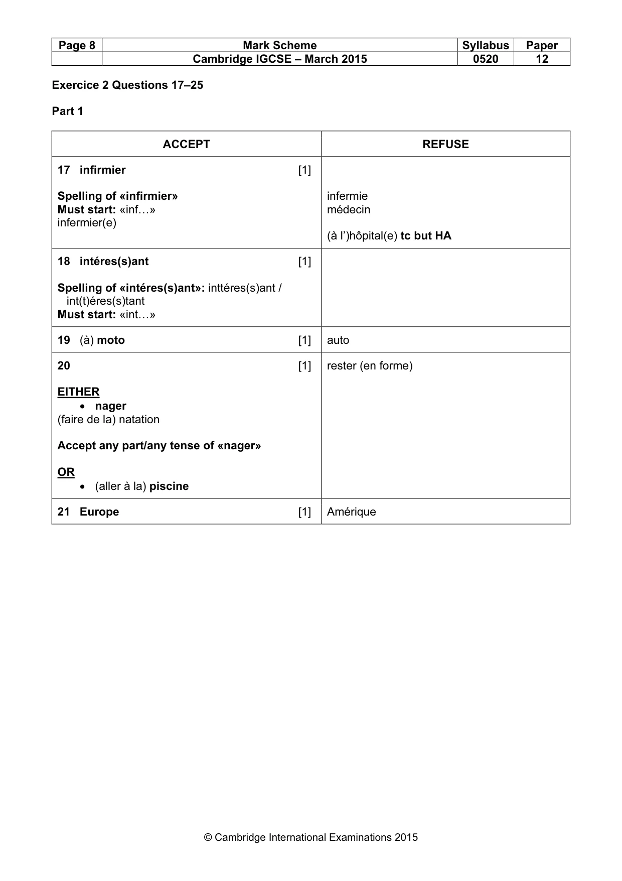 Mark scheme, page 8 of 11