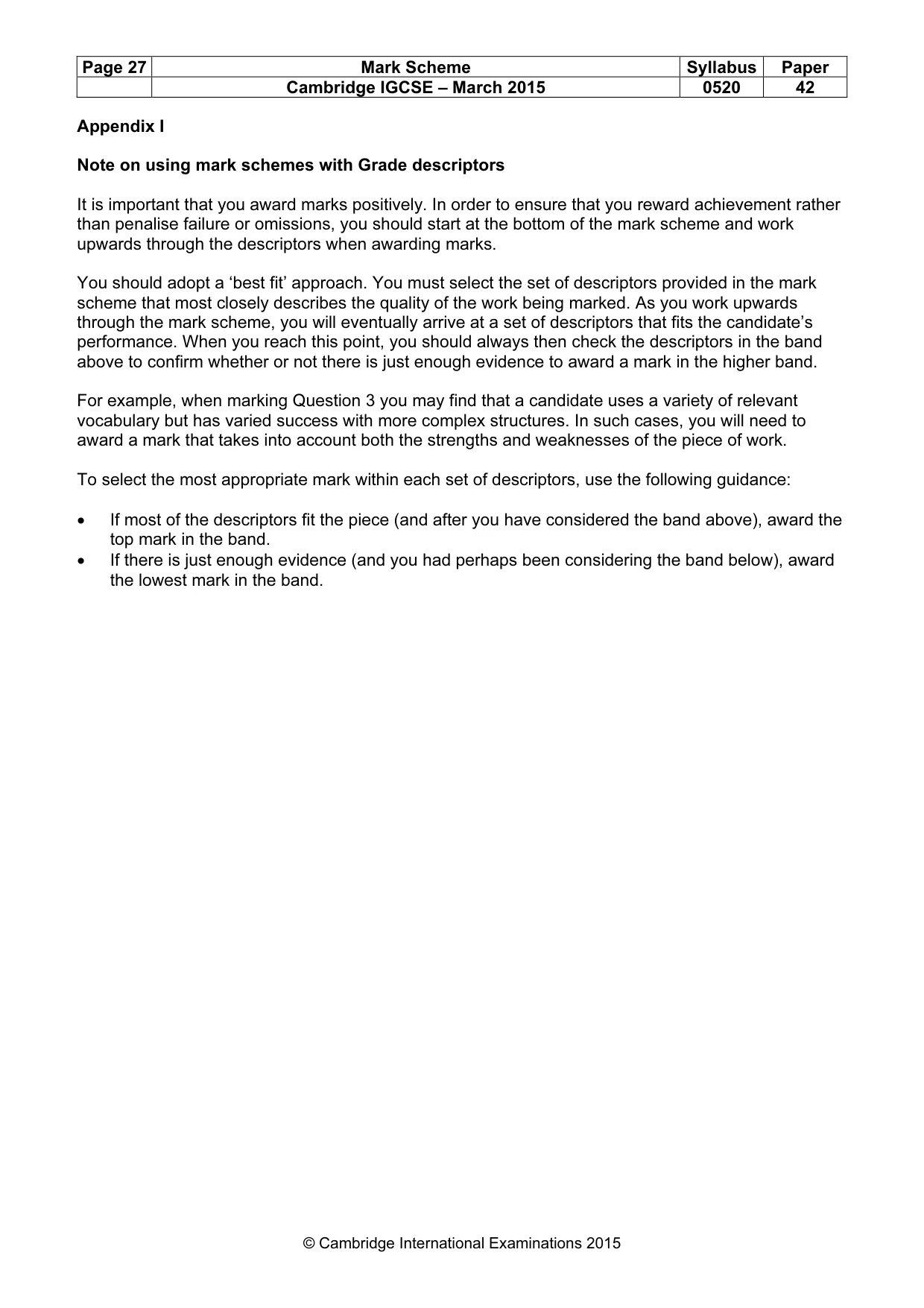 Mark scheme, page 27 of 34