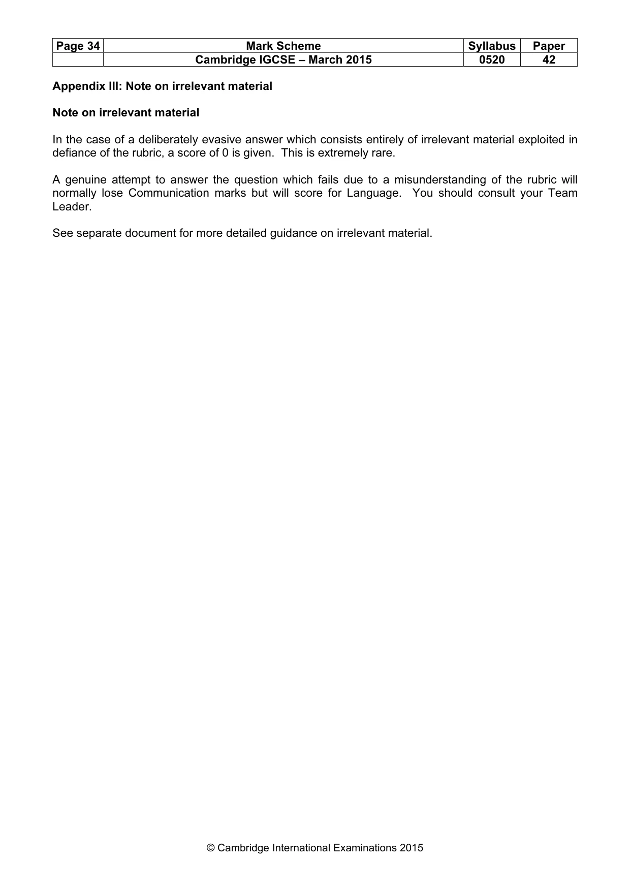 Mark scheme, page 34 of 34