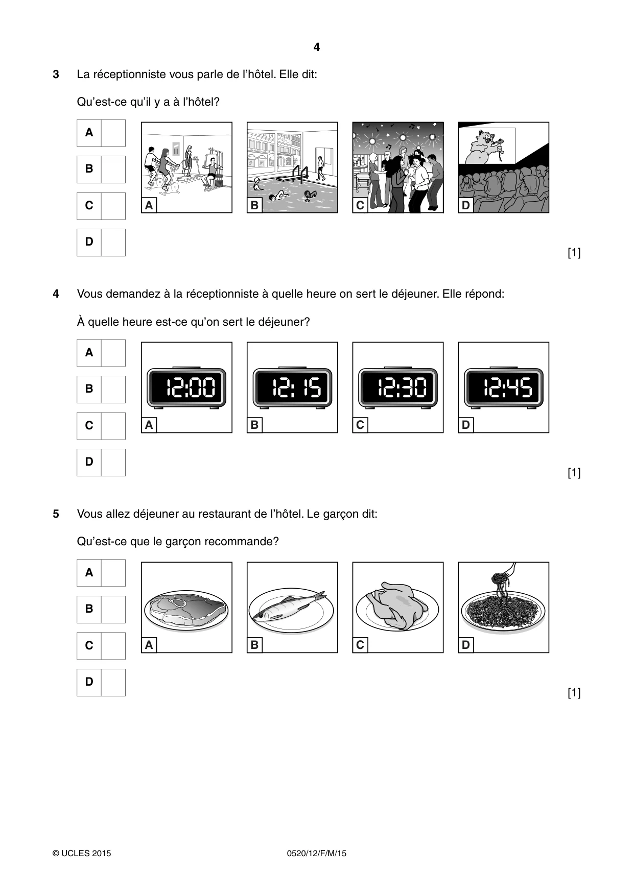 Cambridge IGCSE French - Foreign Language 0520 2015 Feb/March Paper 1 · Variant 2 question paper, page 4 of 12