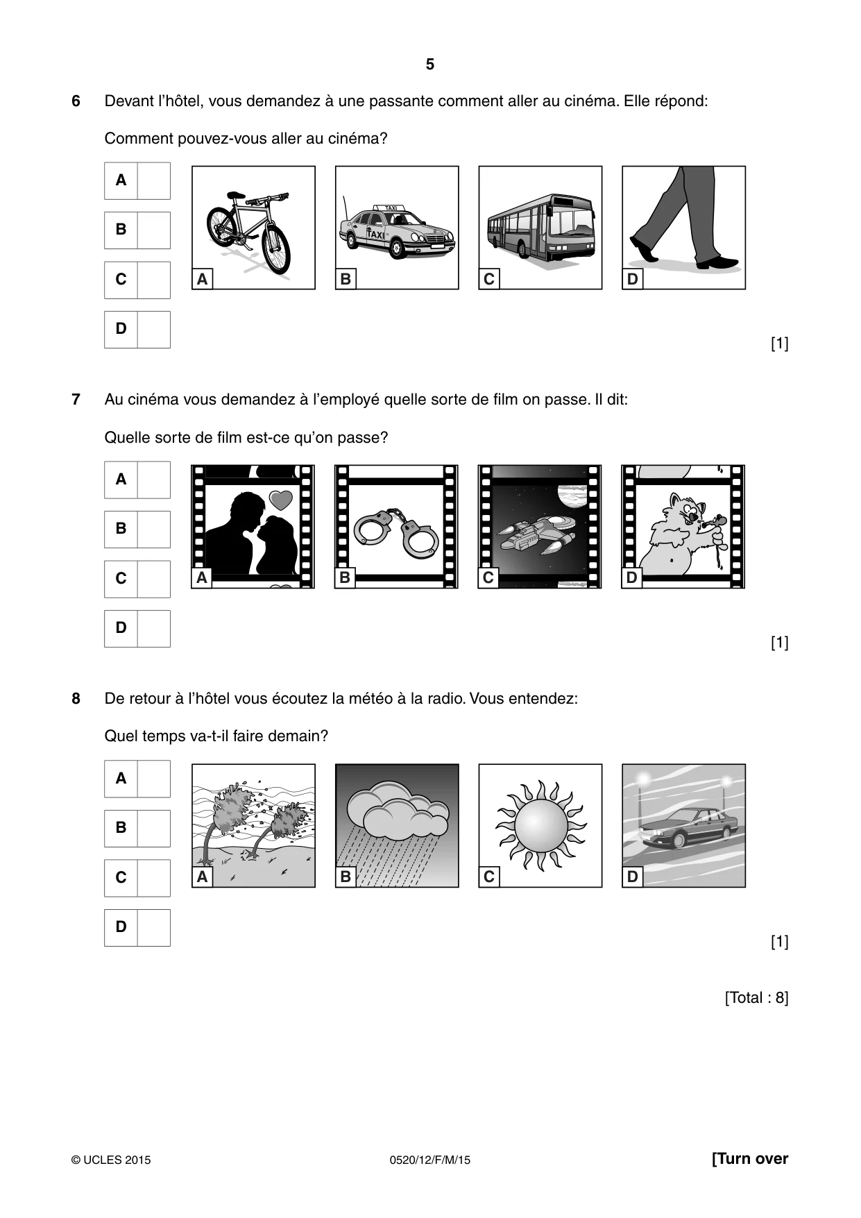 Cambridge IGCSE French - Foreign Language 0520 2015 Feb/March Paper 1 · Variant 2 question paper, page 5 of 12