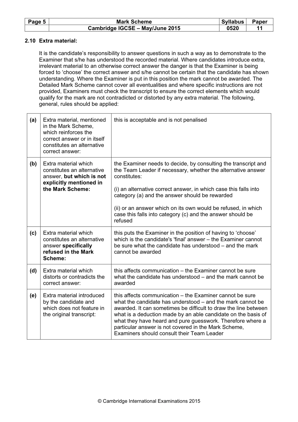 Mark scheme, page 5 of 13