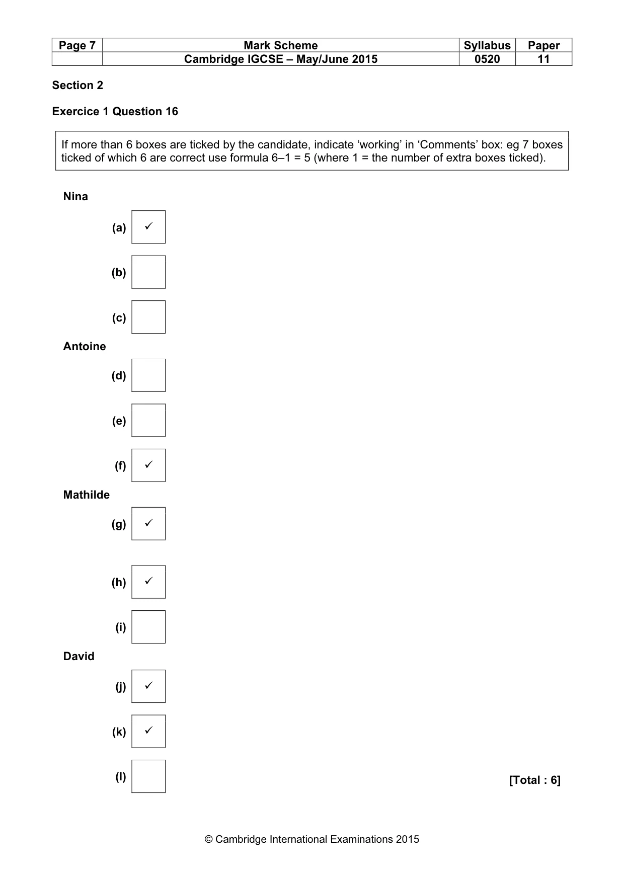 Mark scheme, page 7 of 13