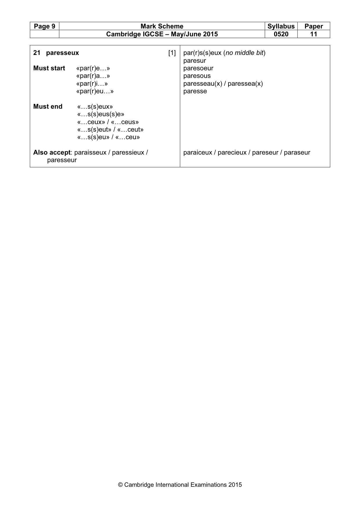 Mark scheme, page 9 of 13