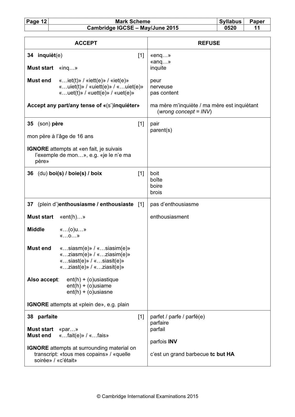 Mark scheme, page 12 of 13