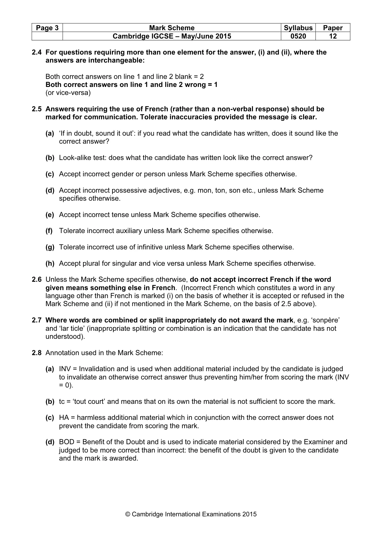 Mark scheme, page 3 of 12