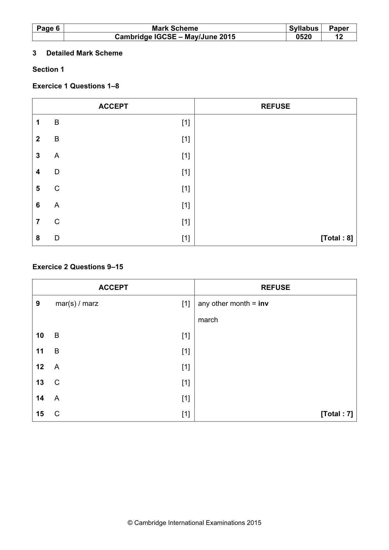 Mark scheme, page 6 of 12