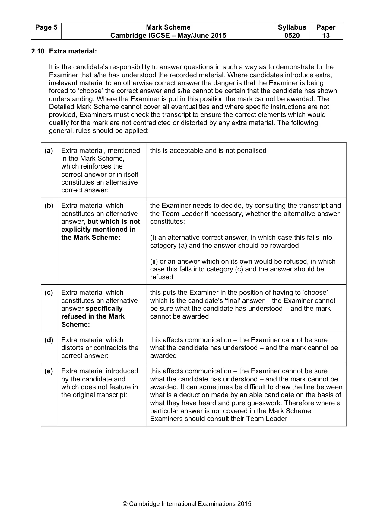 Mark scheme, page 5 of 12