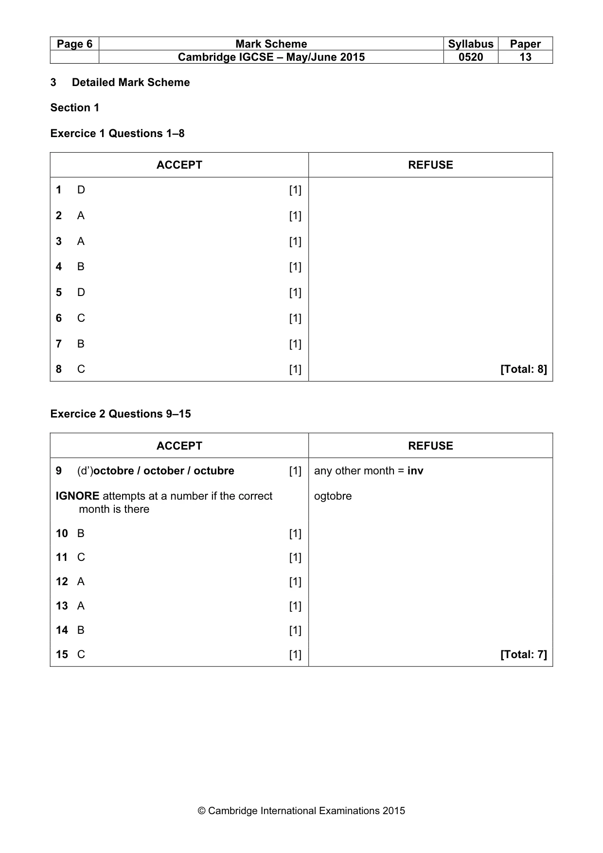 Mark scheme, page 6 of 12