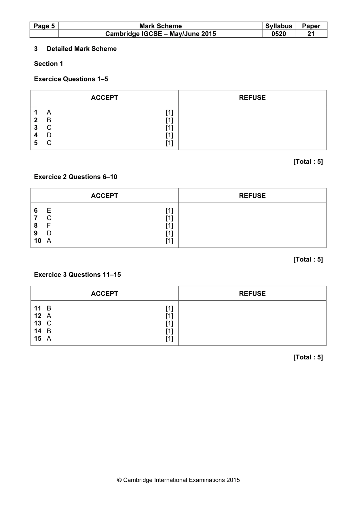 Mark scheme, page 5 of 15