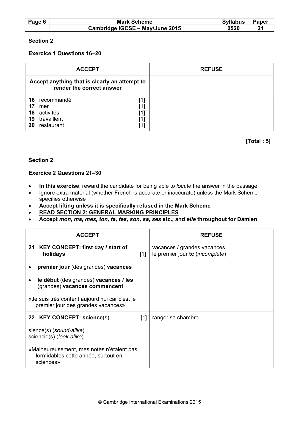 Mark scheme, page 6 of 15